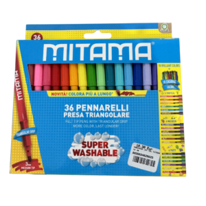 Marcadores Laváveis Mitama — 36 Cores, Ponta Triangular