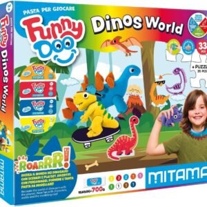 Pasta de Modelar Dinossauros Mitama Funny Doo Dinos World com 33 peças