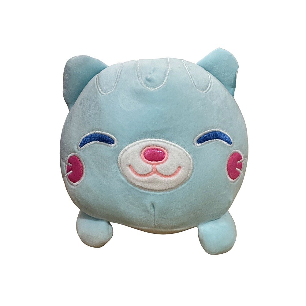 Peluche de gatinho azul-claro sorridente para presente infantil