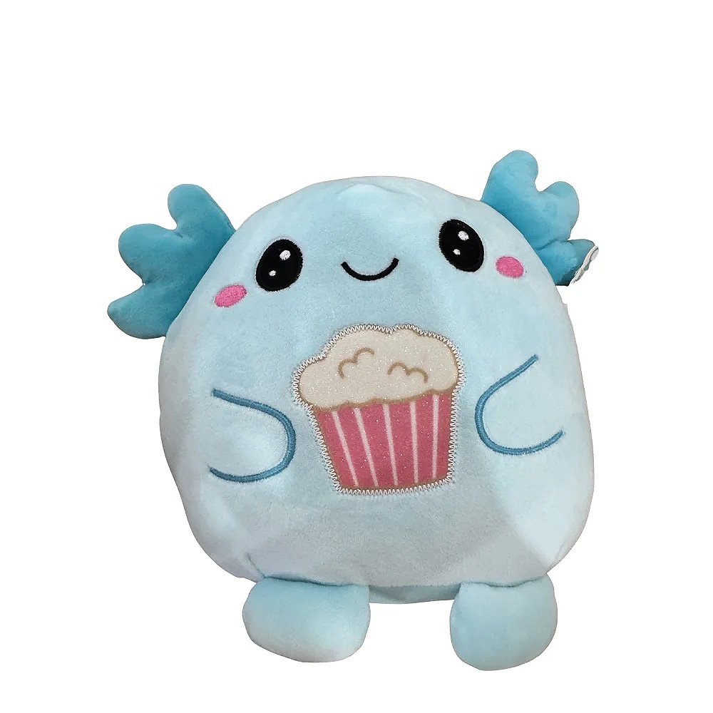 Peluche Soft Yumi TNT axolote azul com cupcake para presente infantil